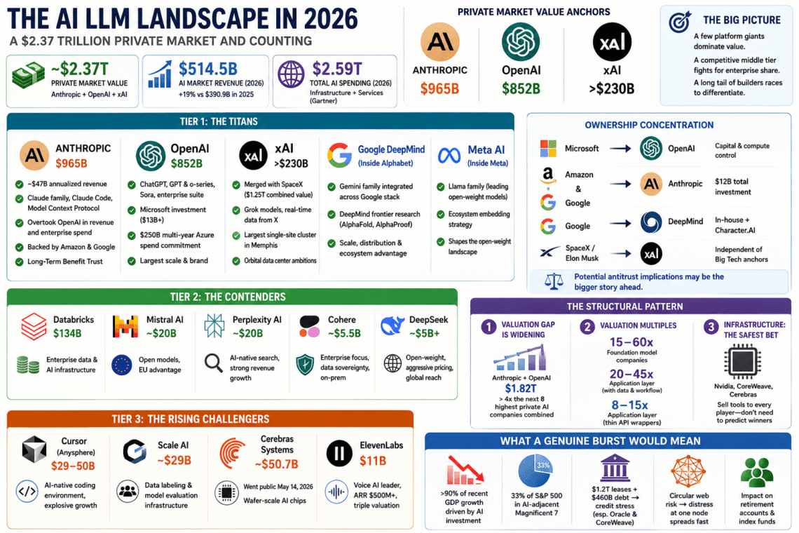 AI LLM Landscape is dominated by Anthropic, OpenAI, and xAI