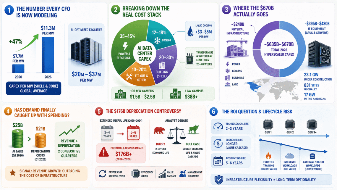 AI data center economics combines rising construction costs, power and cooling infrastructure