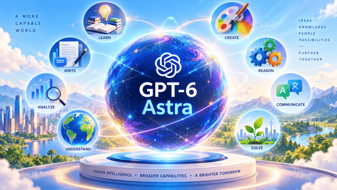 GPT-6 Astra connects learning, writing, reasoning, creativity, understanding, and problem-solving around a vision of broader AI capabilities and expanded possibilities.
